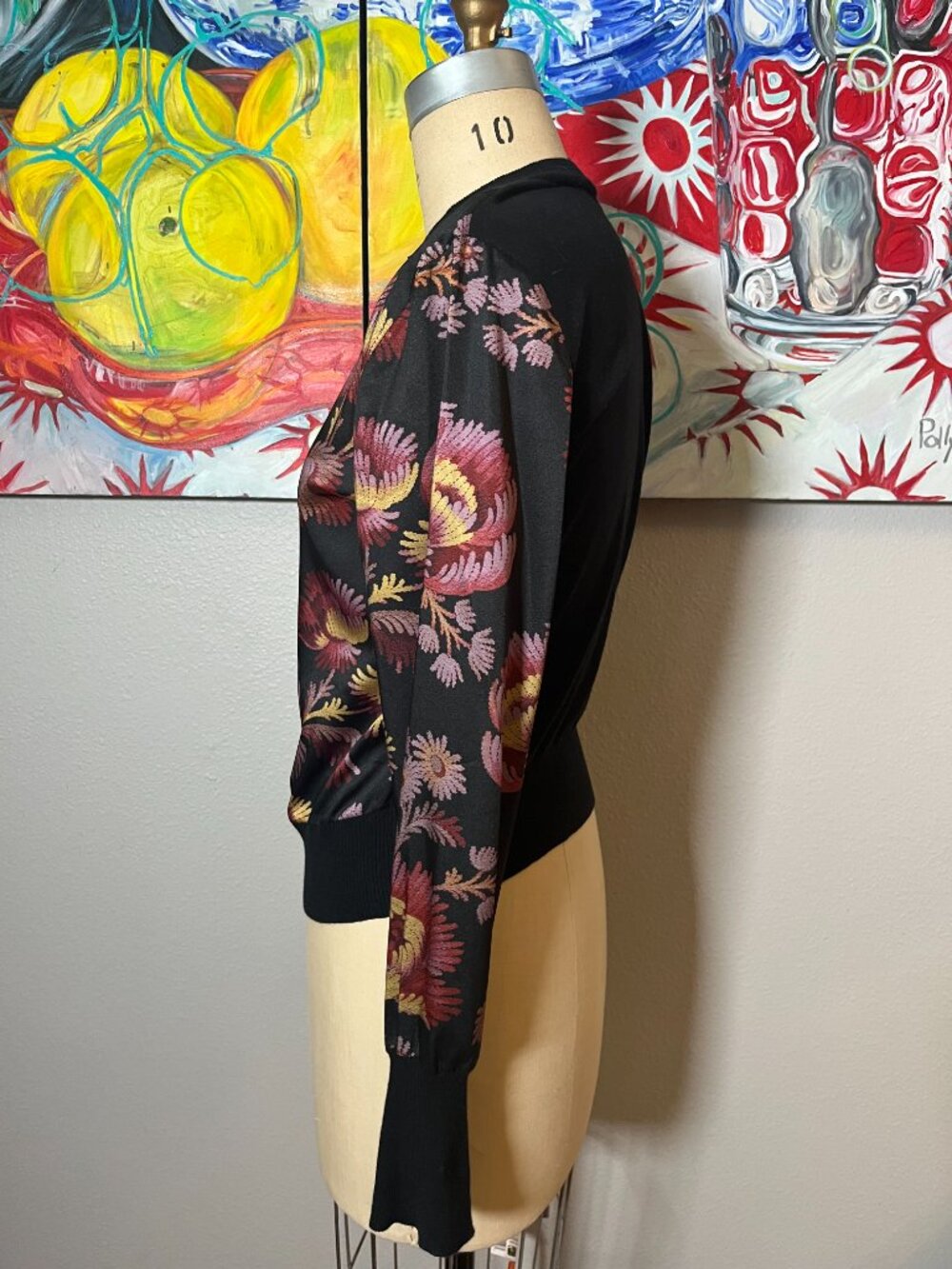 Ted Baker RAFTIN Floral Mixed Media Zip Cardigan Bomber Size S - Picture 3 of 6